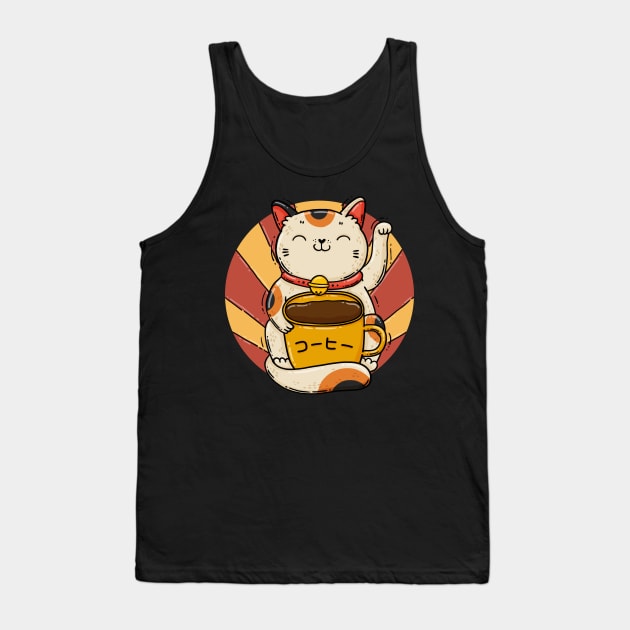 Coffee Maneki Neko Tank Top by Tania Tania